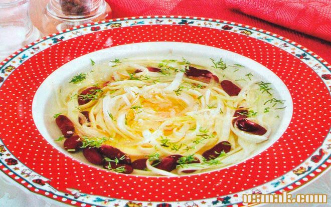 Рецепт Суп из красной фасоли с рисовой лапшой фото