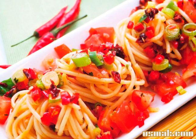 Рецепт Спагетти с острым соусом фото
