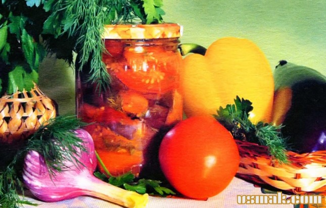 Рецепт Закуска из баклажан с помидорами и перцем фото