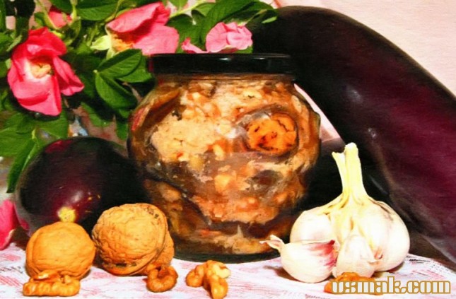 Рецепт Баклажаны с орехами и чесноком фото