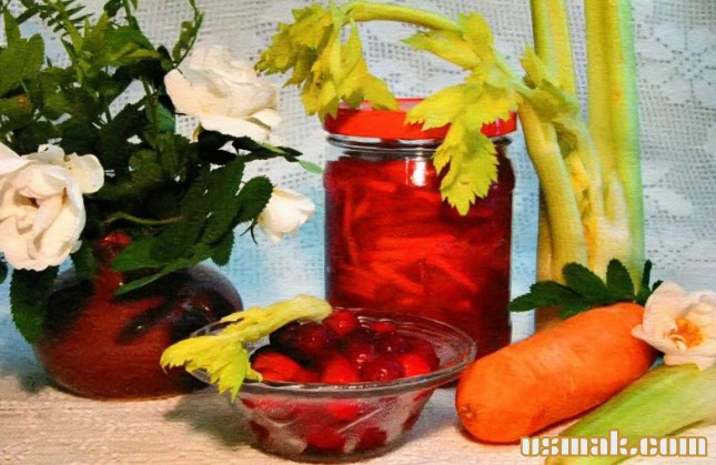 Рецепт Салат из клюквы, моркови и сельдерея на зиму фото