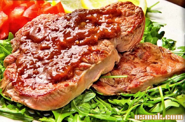 Рецепт Жареная говядина с овощным салатом фото
