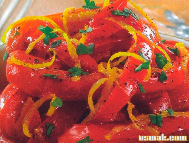 Рецепт Салат с свежим красным болгарским перцем и лимоном фото
