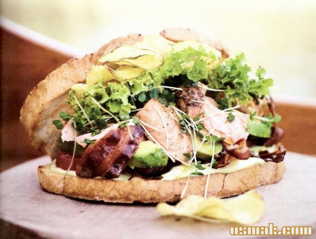 Рецепт Клубный сэндвич с копченой семгой фото