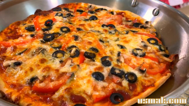 Рецепт Быстрая пицца без дрожжей с колбасой фото