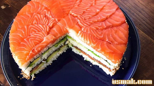 Рецепт Суши торт с лососем фото